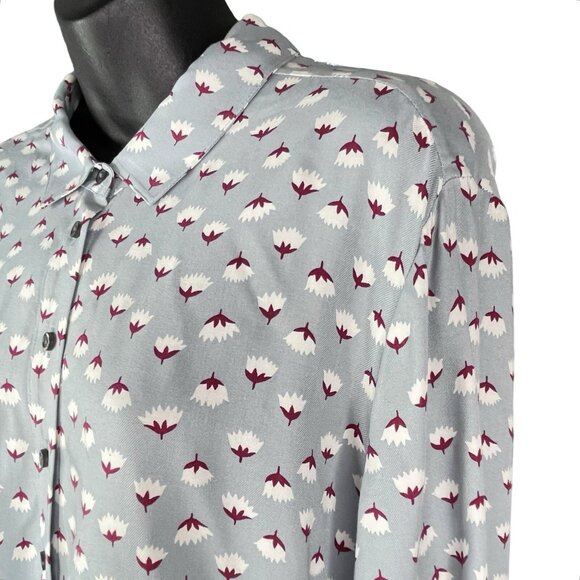 Coquette Boden Floral Long Sleeve Button Front Tunic Mini Dress Women’s 10 Gray - Picture 2 of 11